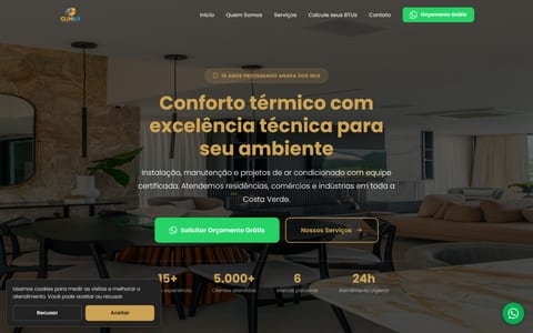 Site da Climar Angra, climatização em Angra dos Reis, feito pela Company Bastos
