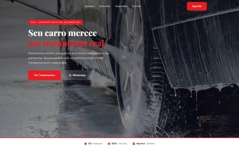 Site da Cristoff Estética Automotiva feito pela Company Bastos, aberto no computador